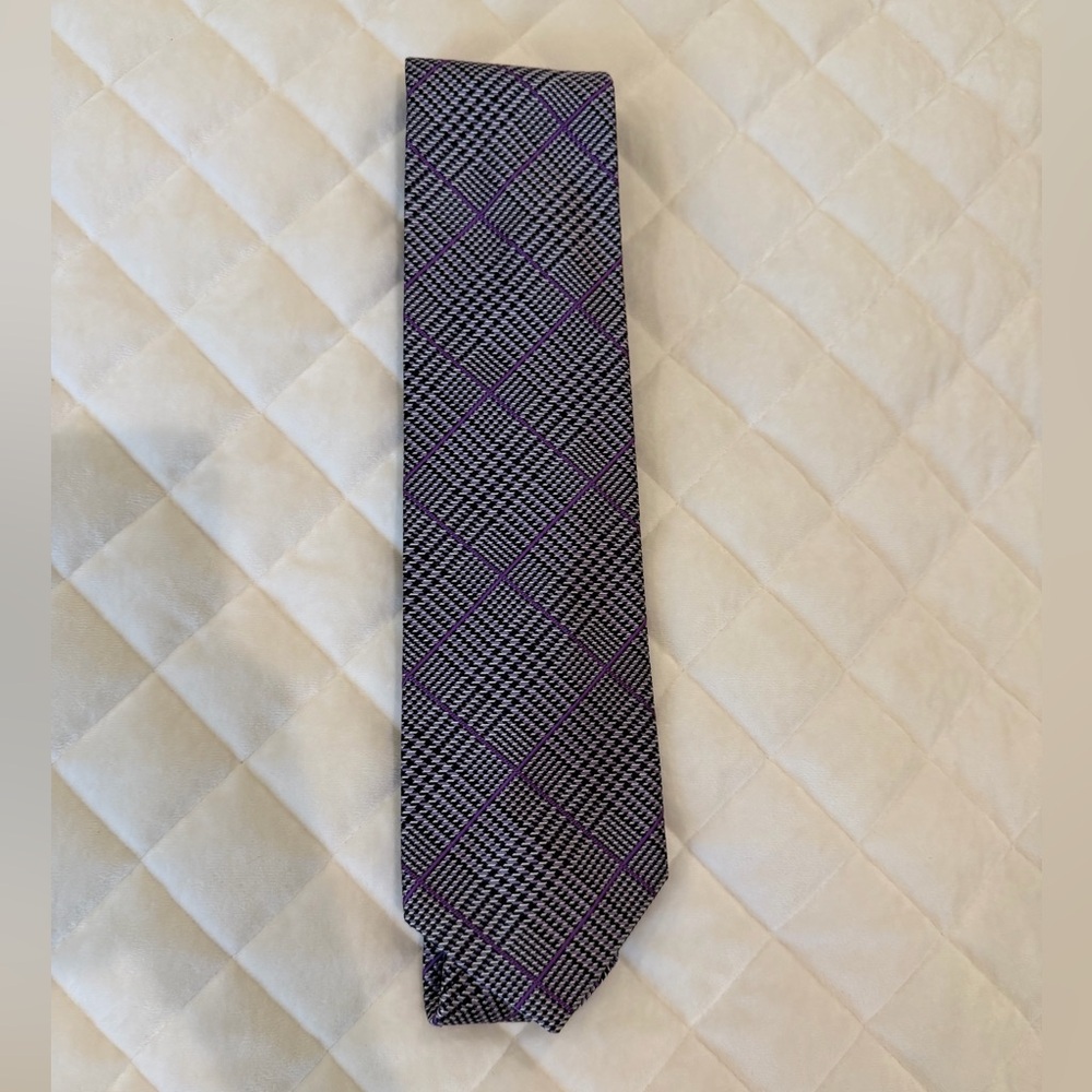 Robert Talbott Black Purple and White Woven Silk Neck Tie